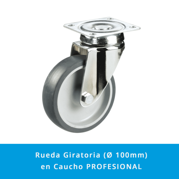 Rueda Giratoria Cargas Pesadas en Caucho | Montaje en Pletina | Ruedas Industriales - Imagen 2