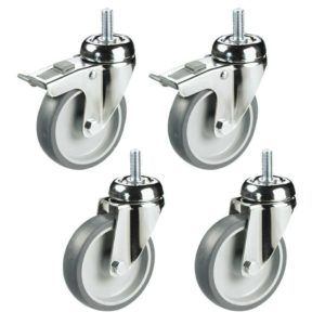 Pack 2x Ruedas con Freno y 2x Ruedas sin Freno Giratorias para Cargas Pesadas de Caucho (Ø 100mm)