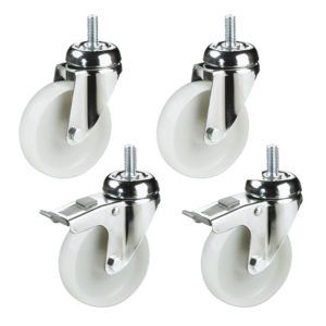 Pack 2x Ruedas con Freno y 2x Ruedas sin Freno Giratorias para Cargas Pesadas de Nylon (Ø 100mm)
