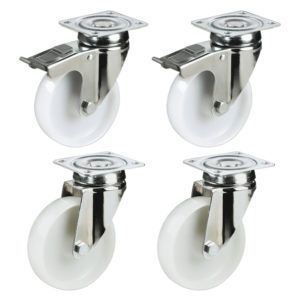 Pack 2x Ruedas con Freno y 2x Ruedas sin Freno Giratorias para Cargas Pesadas de Nylon (Ø 100mm)